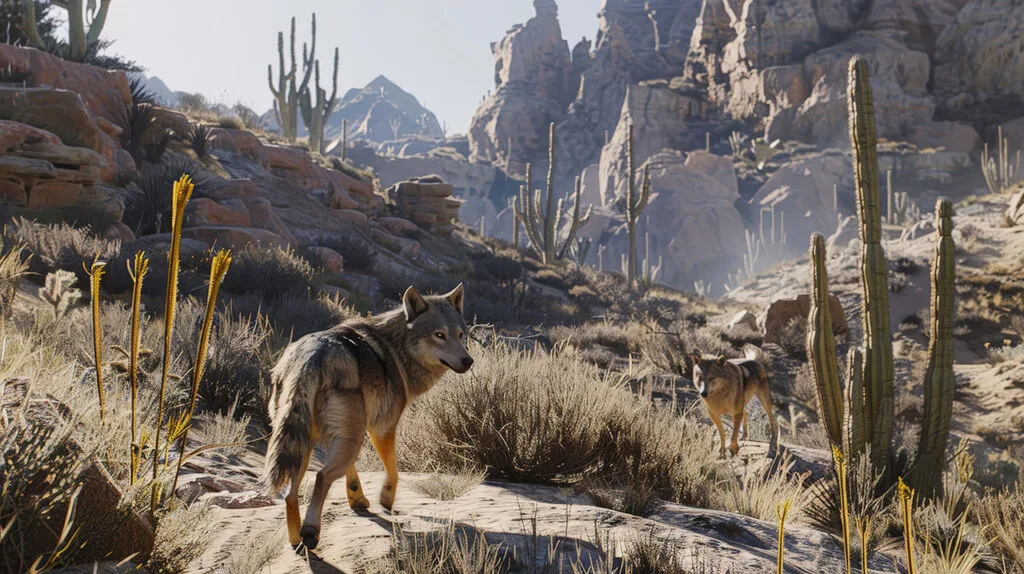 Renard gris dans un habitat désertique du Nevada